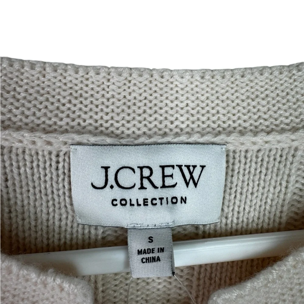 J. Crew Collection Lace Up Sweater 100% Cashmere Cream  Ribbed S NWT *flaw - Picture 5 of 14
